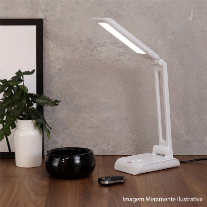 Luminária Mesa Led Articulável Branco 4W Bivolt 6400K Luz Branca Foco Direcionável - Bronzearte