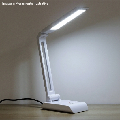 Luminária Mesa Led Articulável Branco 4W Bivolt 6400K Luz Branca Foco Direcionável - Bronzearte