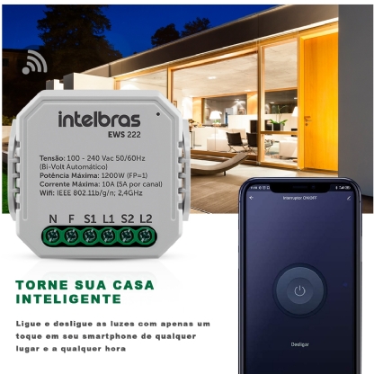 Módulo Interruptor Interno Inteligente Smart 10A Android/iOS Com Comando De Voz - Intelbras