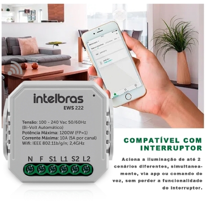 Módulo Interruptor Interno Inteligente Smart 10A Android/iOS Com Comando De Voz - Intelbras