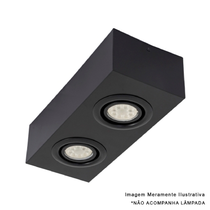 Luminária Spot Sobrepor Quadrada Preto Para Lâmpada Par20 2X50W E27 - Golight