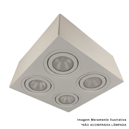 Luminária Spot Sobrepor Quadrada Branco Para Lâmpada Par20 4X50W E27 - Golight