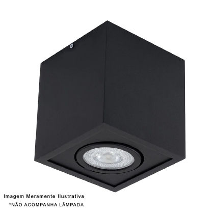 Luminária Spot Sobrepor Quadrada Preto Para Lâmpada Par20 50W E27 - Golight