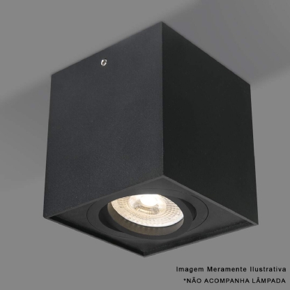 Luminária Spot Sobrepor Quadrada Preto Para Lâmpada Par20 50W E27 - Golight
