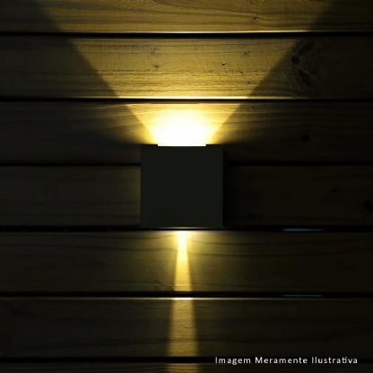 Luminária Arandela Led Sobrepor Preto 6W 3000K Luz Amarela - Pix