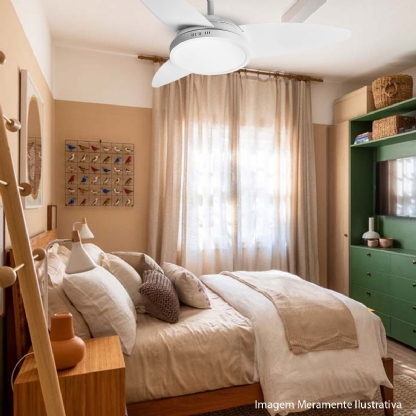 Ventilador Lykan Led Lâmpada 220V 130W 3 Pás Com Controle Remoto Branco - Tron Ventiladores