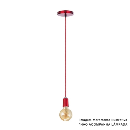 Luminária Pendente Soquete Vermelho E27 - Zani