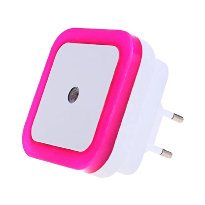 Luminária Noturna Led Sobrepor Abs Rosa/Branco 1W Bivolt Rosa Square Night Light - Decorlaser