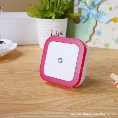 Luminária Noturna Led Sobrepor Abs Rosa/Branco 1W Bivolt Rosa Square Night Light - Decorlaser