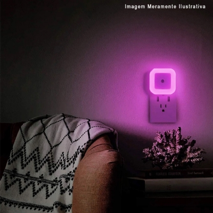 Luminária Noturna Led Sobrepor Abs Rosa/Branco 1W Bivolt Rosa Square Night Light - Decorlaser