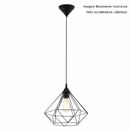 Luminária Pendente Tarbes Preto 40W E27 Difusor Policarbonato - Eglo
