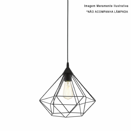 Luminária Pendente Tarbes Preto 40W E27 Difusor Policarbonato - Eglo