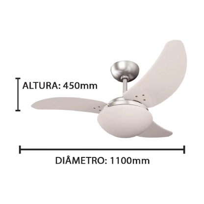 Ventilador Teto 110/127V 138,7W 3 Pás Solano Aço Escovado - Tron Ventiladores