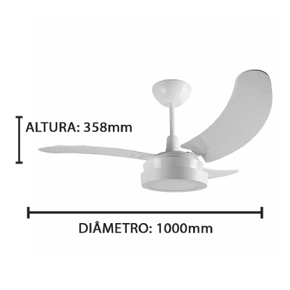 Ventilador Teto Buzios Max Led 110/127V 130W Branco - Tron Ventiladores