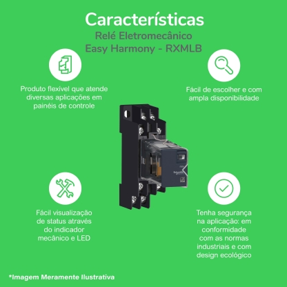 Relé Miniatura Plug In 230Vca Com Led 6A 4Nanf RXM4AB2P7 - Schneider Electric