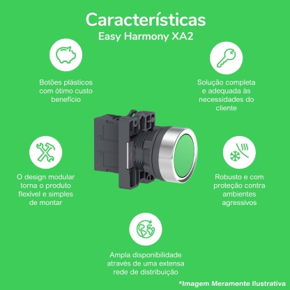 Sinaleiro Led Monobloco Plástico Azul 24Vca/Cc Ip65 22mm XA2EVB6LC - Schneider Electric