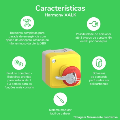 Botoeira Mural Vazia 1 Furo 22mm Com Tampa Amarela/Cinza XALK01 - Schneider Electric