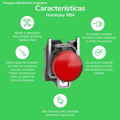 Sinalizador 220/240Vca Vermelho Com LED XB4BVM4 - Schneider Electric