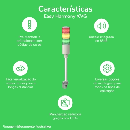 Coluna Luminosa 3 Elementos Led Com Tubo 24Vca/Cc Ip53 XVGB3H - Schneider Electric