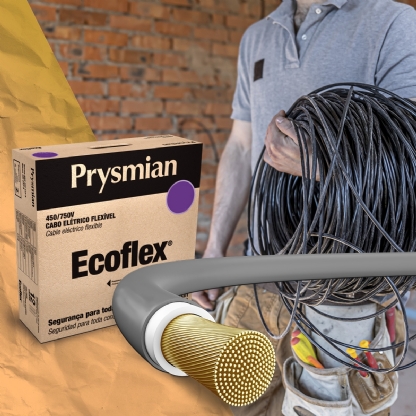 Cabo Flexível 750V Ecoflex 6,00mm Cinza 100 Metros - Prysmian