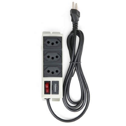 Filtro De Linha Power Line 1 Metro 3 Tomadas Bivolt  10A Branco Metal - Multicraft