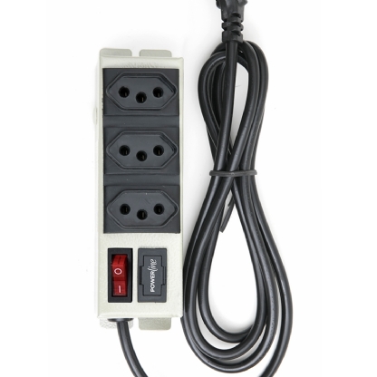 Filtro De Linha Power Line 1 Metro 3 Tomadas Bivolt  10A Branco Metal - Multicraft