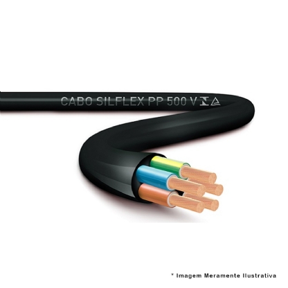 Cabo PP 500V PVC 4x1,00mm Preto 100 Metros - Sil