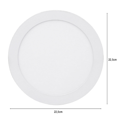 Luminária Plafon LED Embutir Redondo Branco 18W 6500K Luz Branca - Bronzearte