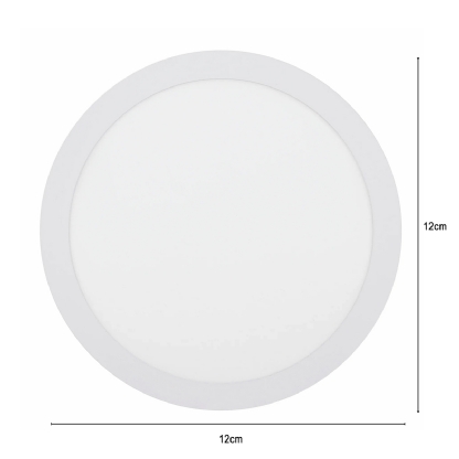 Luminária Plafon Painel Led Embutir Redonda Branca 6w Bivolt 6500k Luz Branca - Bronzearte