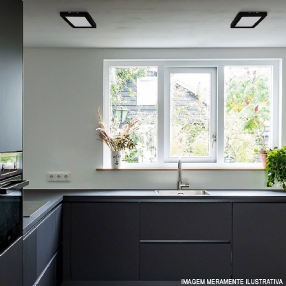 Luminária Painel Led Sobrepor Quadrado Preto 25W Bivolt 5700K Luz do Dia 1850lm - Saveenergy