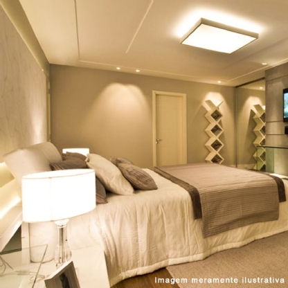 Luminária Plafon Led Sobrepor Quadrado Bivolt 12W 900Lm 3000K Luz Amarela - Sylvania/Ol