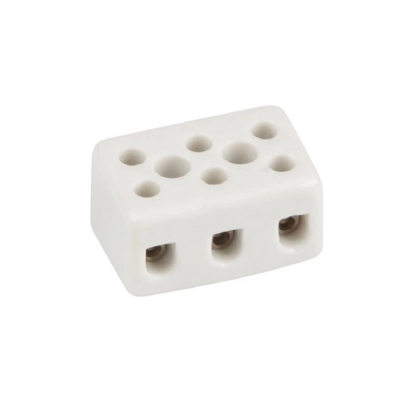 Conector Múltiplo Porcelana 25A 600V 3 Bornes 6,00mm 350G Branco - Sindal