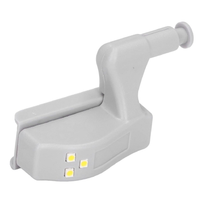 Kit 2 Luminárias Led De Dobradiças Switch Light Para Armário Mini Cinza 12V 3000K Luz Amarela - Bronzearte