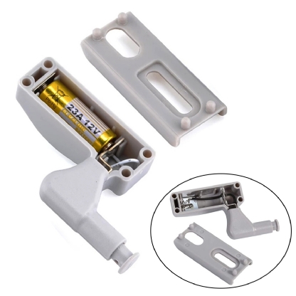 Kit 2 Luminárias Led De Dobradiças Switch Light Para Armário Mini Cinza 12V 3000K Luz Amarela - Bronzearte