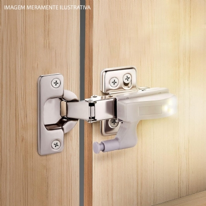 Kit 2 Luminárias Led De Dobradiças Switch Light Para Armário Mini Cinza 12V 3000K Luz Amarela - Bronzearte
