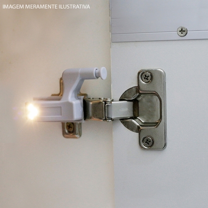 Kit 2 Luminárias Led De Dobradiças Switch Light Para Armário Mini Cinza 12V 3000K Luz Amarela - Bronzearte