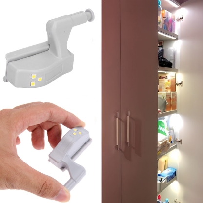 Kit 2 Luminárias Led De Dobradiças Switch Light Para Armário Mini Cinza 12V 3000K Luz Amarela - Bronzearte