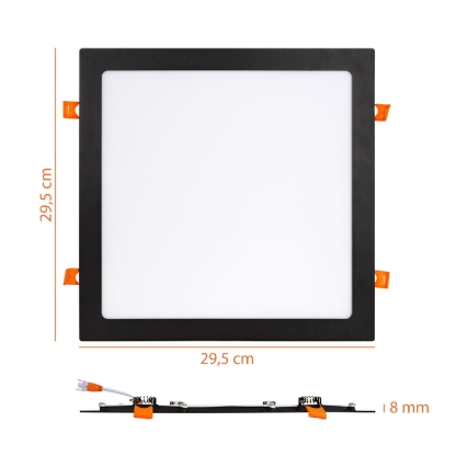 Luminária Painel Led Embutir Quadrado Preto 24W Bivolt 4000K Luz Branca 2040Lm - Bronzearte