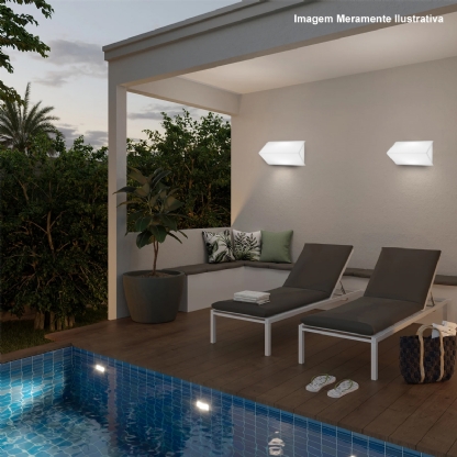 Luminária Comercial Arandela Retangular Alumínio Branco 25W E27 Difusor Acrílico 200x120mm Keops - Bronzearte