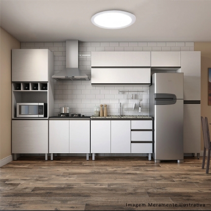 Luminária Painel Led Embutir Redondo Branco 18W Bivolt 4000K Luz Branca 1400Lm Difusor Acrílico Com Driver - Bronzearte