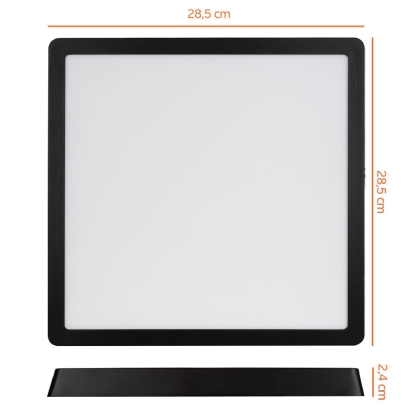 Luminária Painel Led Sobrepor Quadrado Preto 24W Bivolt 4000K Luz Branca 2040Lm - Bronzearte