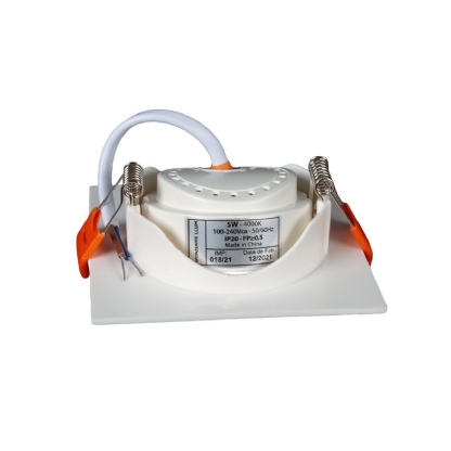 Luminária Painel Led Embutir Quadrada Branco 5W Bivolt 4000K Luz Branca 400Lm Facho Direcionável - Bronzearte