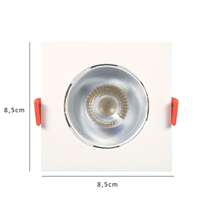 Luminária Painel Led Embutir Quadrada Branco 5W Bivolt 4000K Luz Branca 400Lm Facho Direcionável - Bronzearte