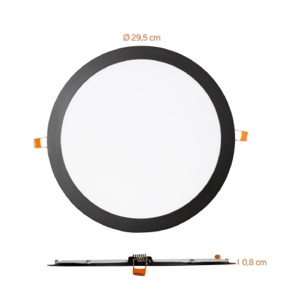 Luminária Painel Led Embutir Redondo Preto 24W Bivolt 6500K Luz Branca 2040Lm - Bronzearte