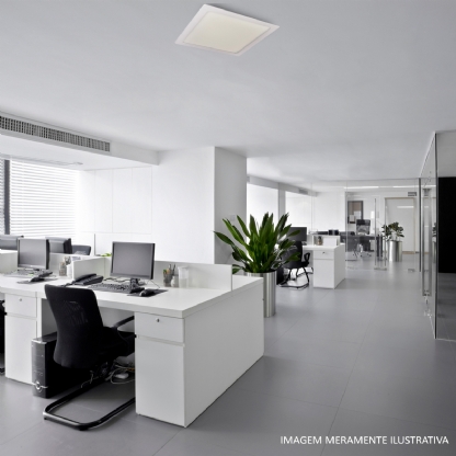 Luminária Painel Led Luz Branca Embutir Quadrado Branco 18w Bivolt 6500k 1530lm Slim Tech - Bronzearte