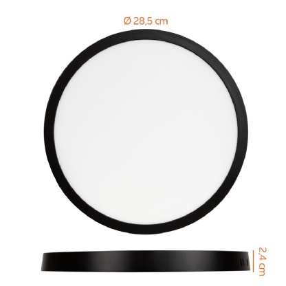 Luminária Painel Led Sobrepor Redonda Preto 24W Bivolt 6500K Luz Branca 2040Lm - Bronzearte