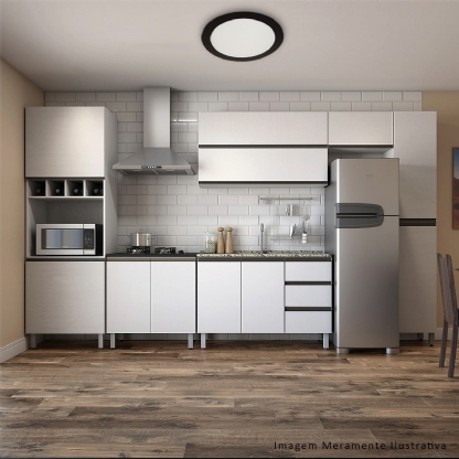 Luminária Painel Led Embutir Redonda Preto 18W Bivolt 6500K Luz Branca 1530Lm - Bronzearte