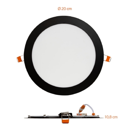 Luminária Painel Led Embutir Redonda Preto 18W Bivolt 6500K Luz Branca 1530Lm - Bronzearte