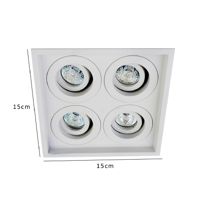 Luminária Spot Embutir Retangular Branco Para Lâmpada Mr11 35W 4Xgu4 Foco Direcionável - Bronzearte