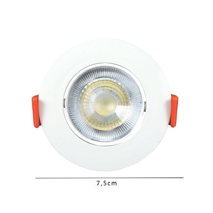 Luminária Spot Led Embutir Redonda Cinza 3W Bivolt 6500K Luz Branca 240Lm Difusor Acrílico - Bronzearte